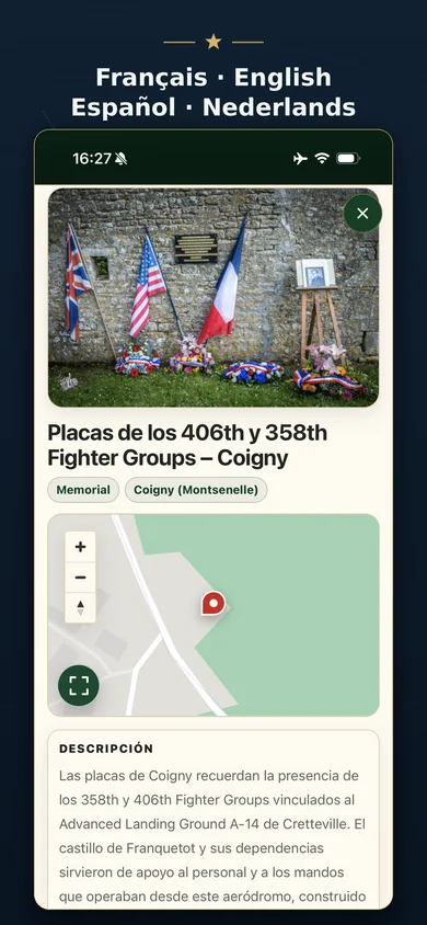 An interface in four languages — D-Day Explorer